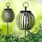Glitzhome® 32.25" Black Metal Stripes Solar Powered Outdoor Lantern